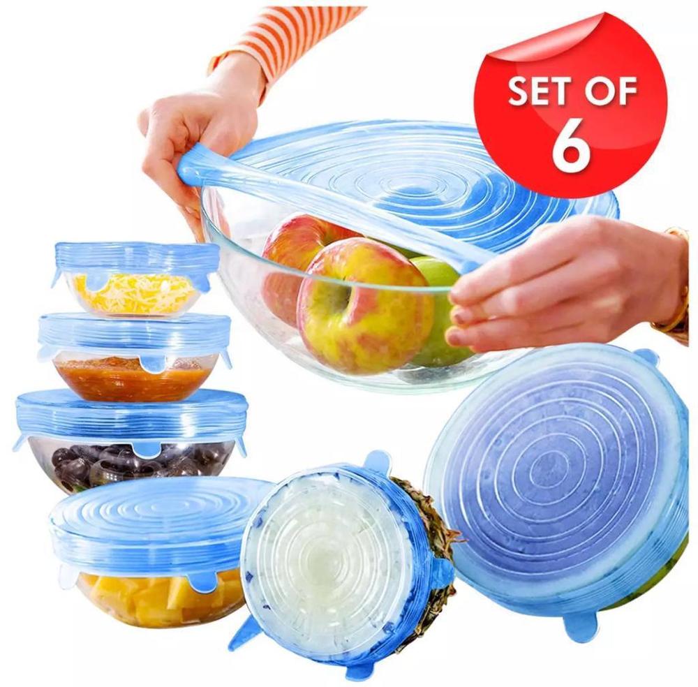6 Pcs Silicone Stretch Lids Set for Kitchen Storage
