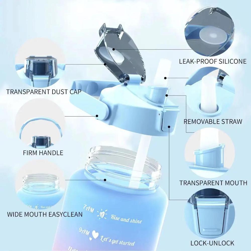 Gym Water Bottles Pack of 3 with Motivational Time Markers